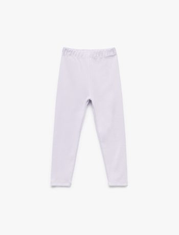 Girl's Cotton Elastic Waist Ribbed Basic Long Leggings