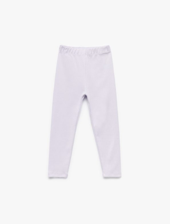 Girl's Cotton Elastic Waist Ribbed Basic Long Leggings