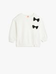 Girls' Long Sleeve Crew Neck Sweatshirt with Bow Applique