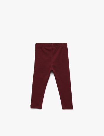 Girls' Cotton Ribbed Basic Long Leggings with Elastic Waist