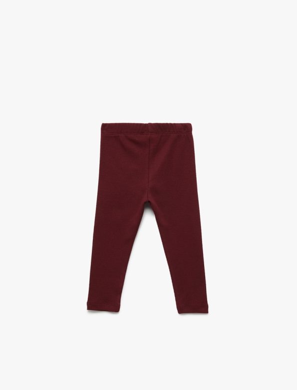 Girls' Cotton Ribbed Basic Long Leggings with Elastic Waist