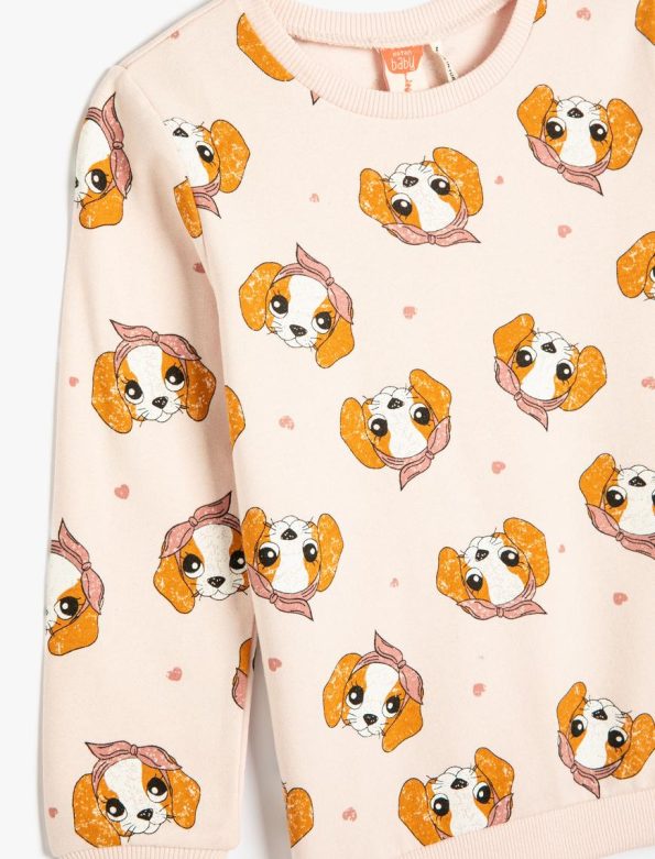 Girls' Baby Dog Print Cotton Fleece Sweatshirt