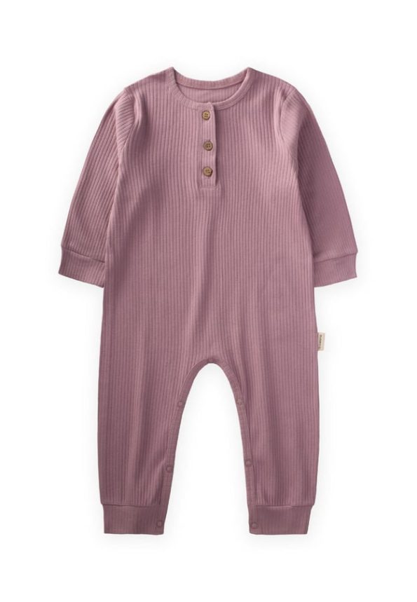 Cuffed Ribbed Jumpsuit for 0-3 Years in Lilac