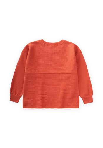 Oversized Waffle Seasonal T-Shirt for Ages 2-14 in Terracotta