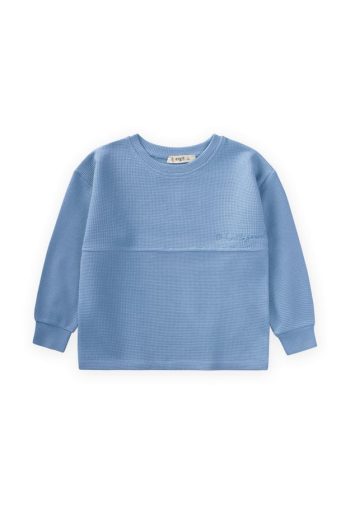 Oversized Waffle Seasonal T-Shirt for Ages 2-14 in Indigo Blue