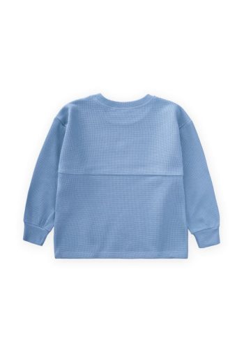 Oversized Waffle Seasonal T-Shirt for Ages 2-14 in Indigo Blue