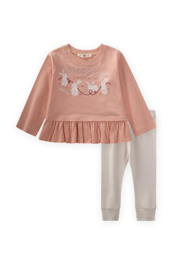 Ruffled Leggings Set with Bunny Print for Ages 1-6