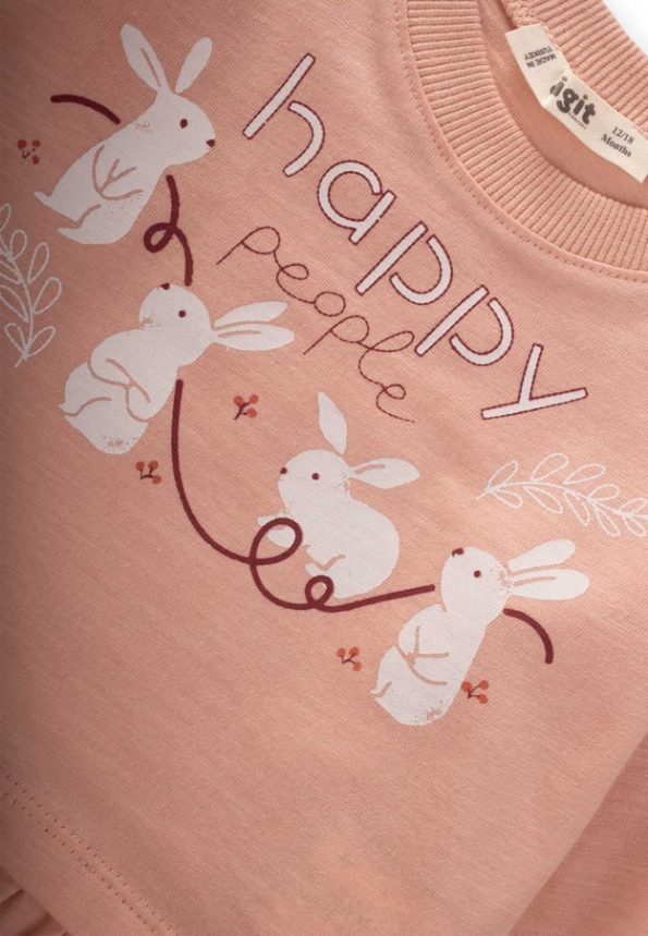 Ruffled Leggings Set with Bunny Print for Ages 1-6