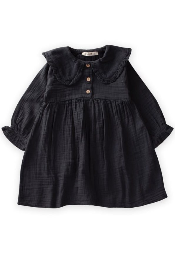 Collared Seasonal Dress for Ages 2-10 in Anthracite