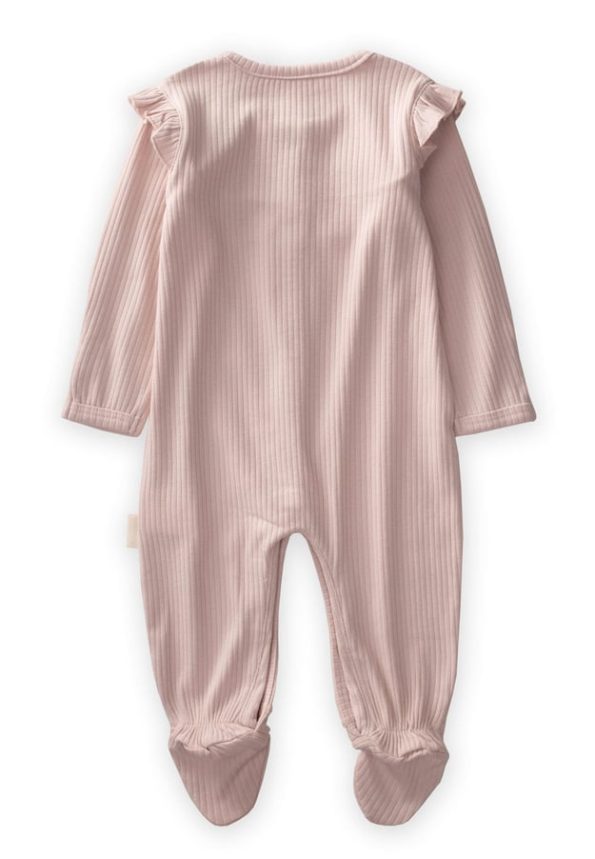 Ruffled Collar Footed Romper 0-6 Months Dusty Pink