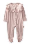 Ruffled Collar Footed Romper 0-6 Months Dusty Pink