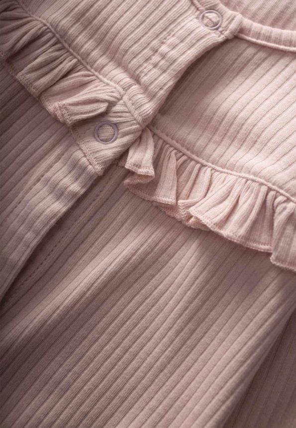 Ruffled Collar Footed Romper 0-6 Months Dusty Pink