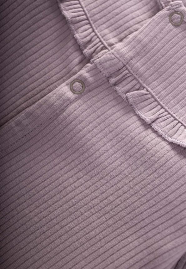 Ruffled Cuffed Footed Baby Romper 0-6 Months Lilac
