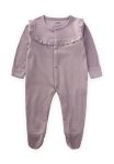 Ruffled Cuffed Footed Baby Romper 0-6 Months Lilac