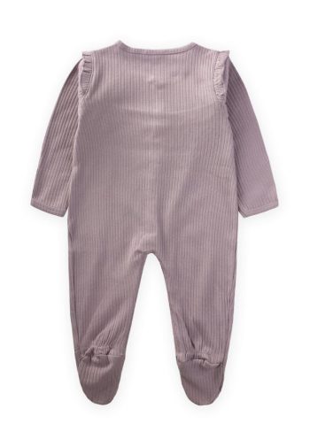 Ruffled Cuffed Footed Baby Romper 0-6 Months Lilac