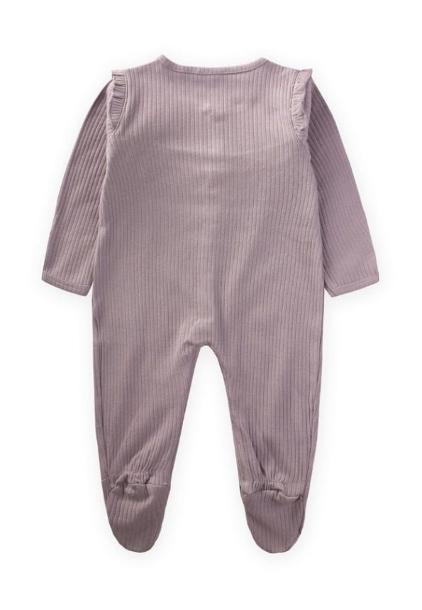 Ruffled Cuffed Footed Baby Romper 0-6 Months Lilac