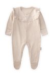 Ruffled Collar Footed Romper 0-6 Months Light Beige
