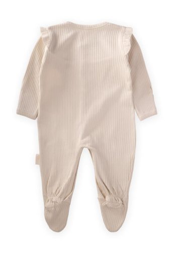 Ruffled Collar Footed Romper 0-6 Months Light Beige