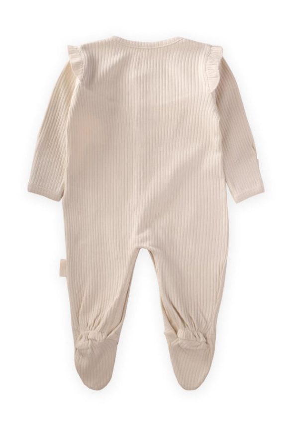 Ruffled Collar Footed Romper 0-6 Months Light Beige