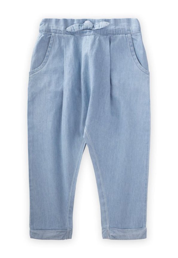 Pleated Boyfriend Jeans for Kids 1-5 Years Ice Blue