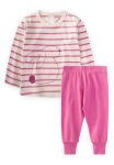 Striped Rabbit Embroidered Seasonal T-Shirt Set for Ages 1-7 Fuchsia