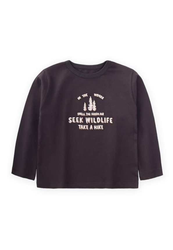 Seek Wildlife Embroidered Seasonal T-Shirt 1-7 Years Black