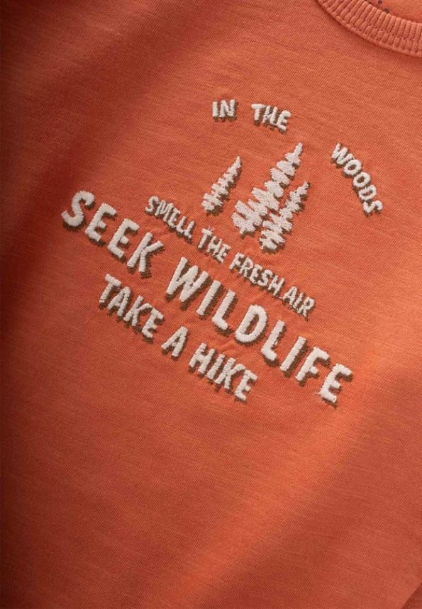 Seek Wildlife Embroidered Seasonal T-Shirt 1-7 Years Orange
