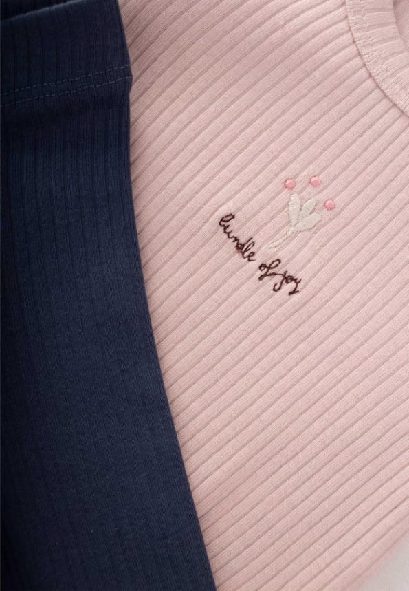 Embroidered Seasonal Bodysuit Set 0-3 Years Pink