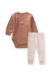 Embroidered Seasonal Bodysuit Set 0-3 Years A Brown
