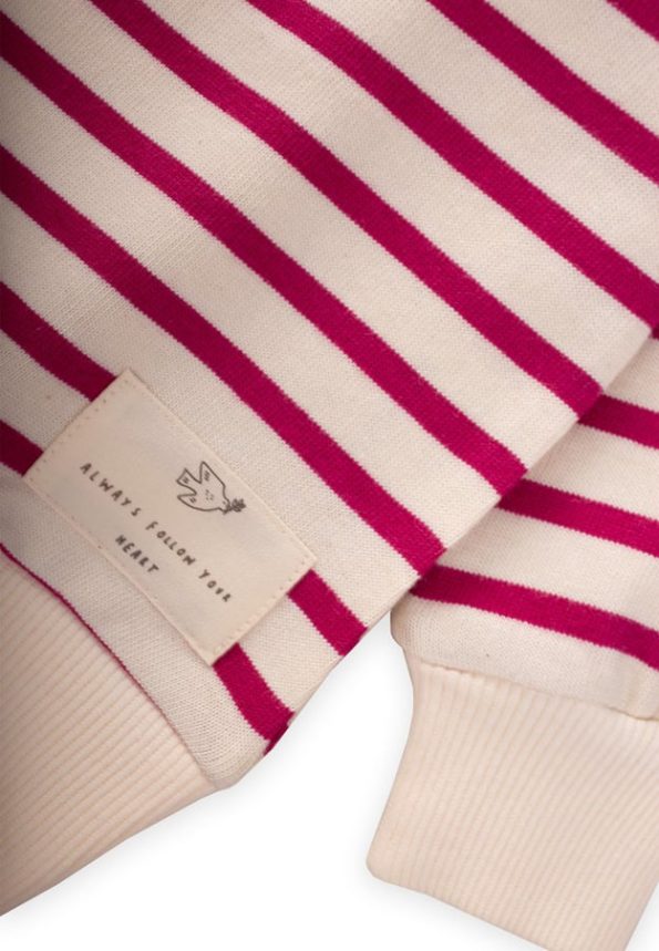 Ruffled Detail Striped Knit Girls Sweatshirt 1-8 Years Fuchsia