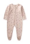 Footed Printed Romper with Mittens 0-9 Months Powder Pink