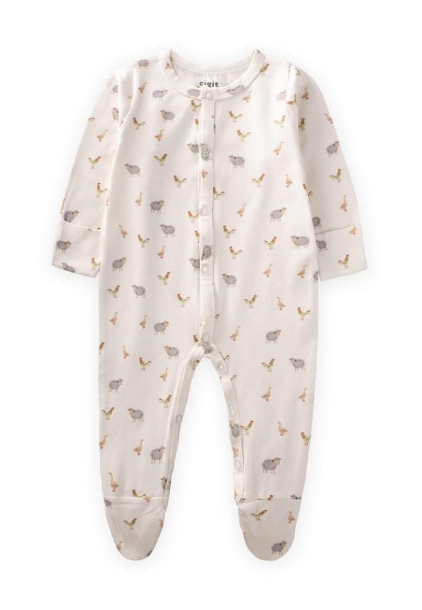 Footed Patterned Baby Romper with Mittens 0-9 Months