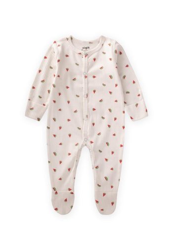 Footed Patterned Romper with Gloves 0-9 Months Watermelon Print