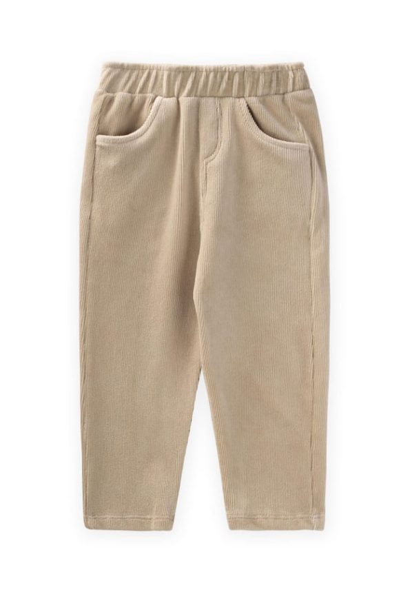 Corduroy Trousers for Ages 1-8 Beige