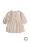 Organic Embroidered Lace Detail Muslin Dress for Ages 1-10 Natural