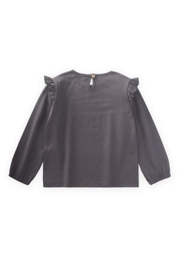 Ribbed Detail T-Shirt for Ages 3-10 in Charcoal