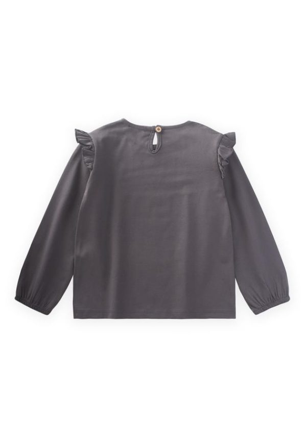 Ribbed Detail T-Shirt for Ages 3-10 in Charcoal