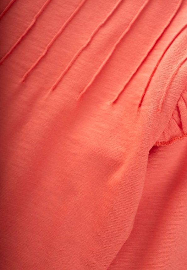 Ribbed Detail T-Shirt for Ages 3-10 Coral