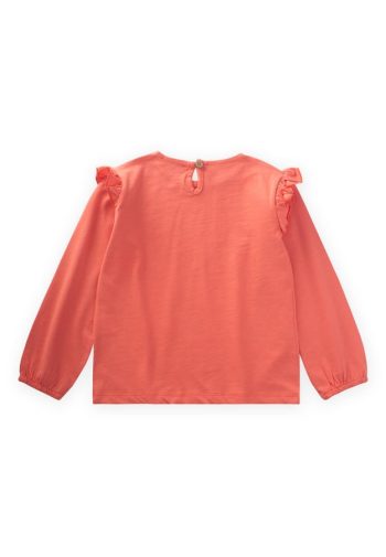 Ribbed Detail T-Shirt for Ages 3-10 Coral