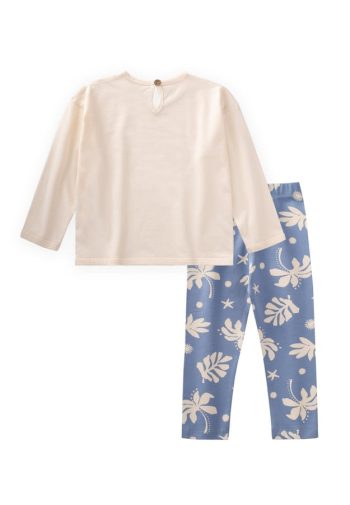 Printed T-Shirt Set for Ages 2-10 in Ecru Blue