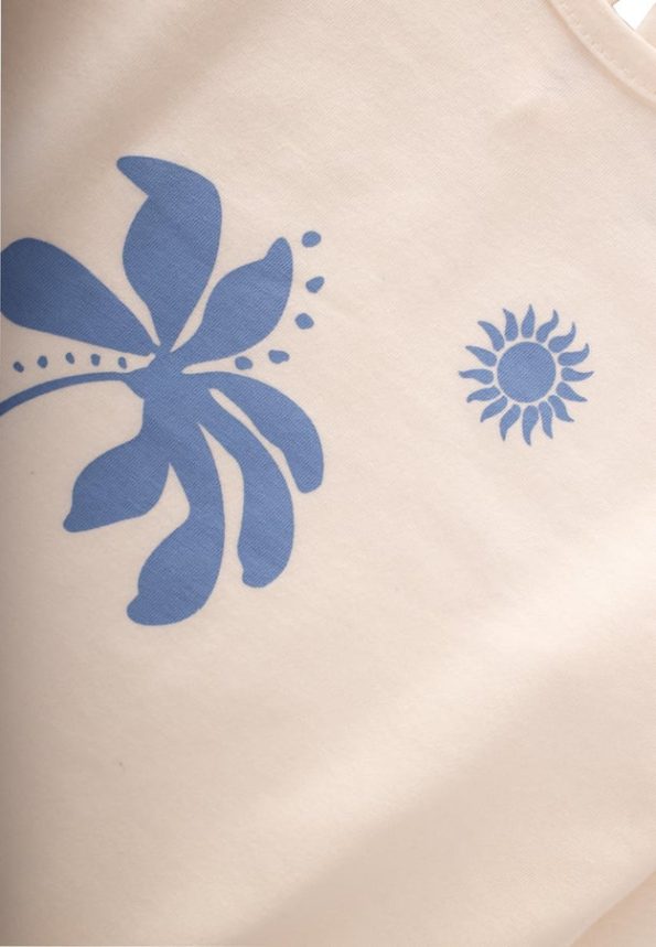 Printed T-Shirt Set for Ages 2-10 in Ecru Blue