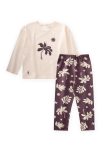 Printed T-Shirt Set for Ages 2-10 in Cream and Plum