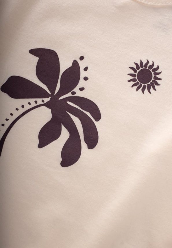 Printed T-Shirt Set for Ages 2-10 in Cream and Plum