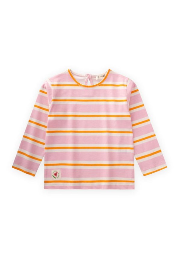 Striped Long Sleeve T-Shirt for Ages 2-8 in Blush Orange