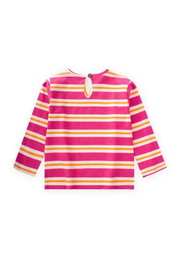Striped Long Sleeve T-Shirt for Ages 2-8 in Fuchsia and Orange