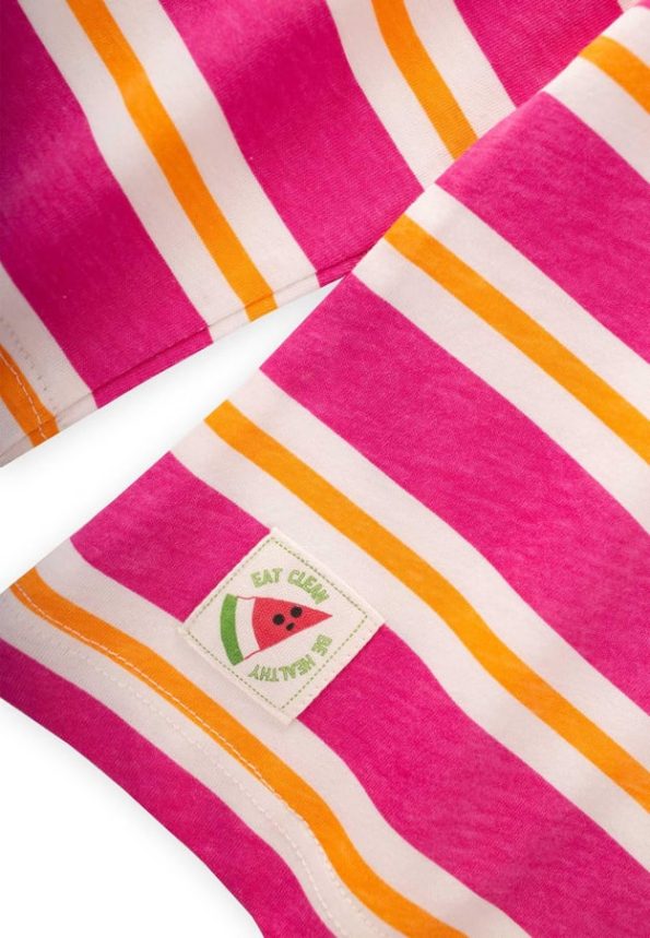 Striped Long Sleeve T-Shirt for Ages 2-8 in Fuchsia and Orange
