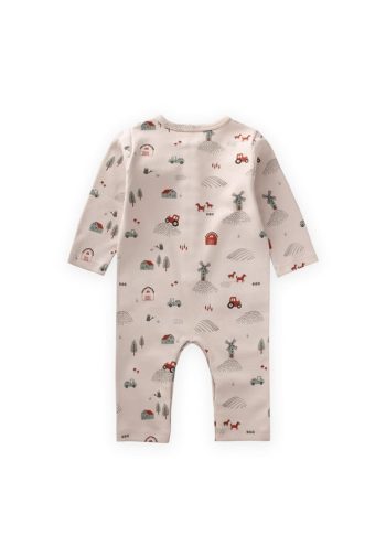 Printed Romper for Ages 0-3 Beige