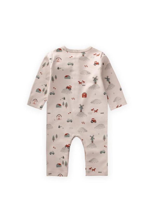 Printed Romper for Ages 0-3 Beige