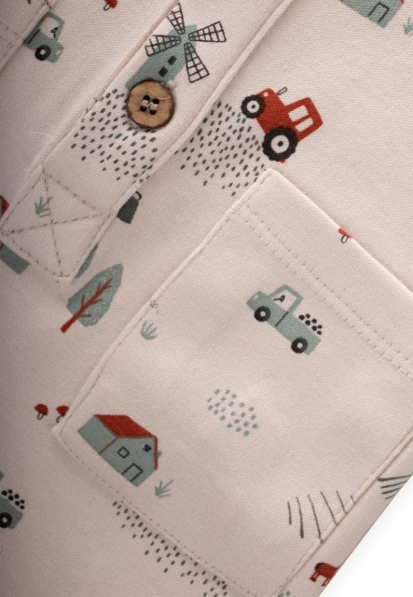 Printed Romper for Ages 0-3 Beige