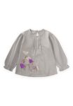 Flower Embroidered Long Sleeve T-Shirt for Ages 1-7